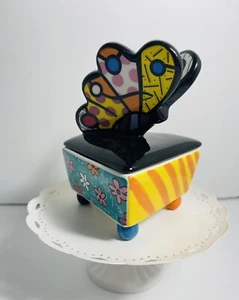 Romero Britto 2009 Bunter Schmetterling Keramik Schmuck Schale 14072 - Bild 1 von 11