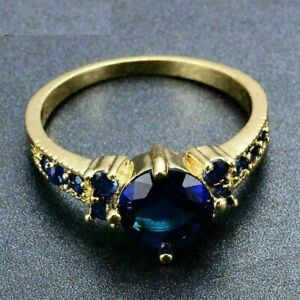 2.40Ct Round Lab Created Sapphire Engagement Rings 14K Yellow Gold Silver Plated