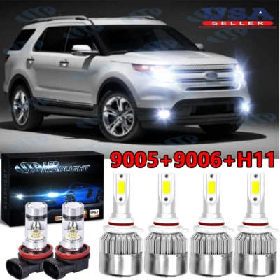 For Ford Explorer 2011 2012 2013 2014 2015 LED Headlight + Fog Light Bulbs Combo - Image 1 of 4