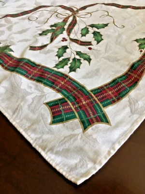 LENOX Holiday Nouveau Ribbon Christmas Tablecloth 80"X57" Rectangle - Image 1 of 4