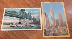 2 POSTALES de colección Ciudad de Nueva York QUEENSBOROUGH BRIDGE & ROCKEFELLER CENTER - Imagen 1 de 5