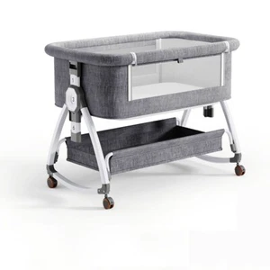 Baby Bassinet Bedside Crib Cradle Sleeper Bed Portable Wheels Height Adjustable - Picture 1 of 11