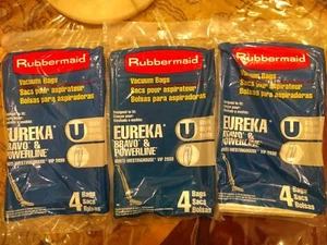 12 Eureka Type U , Style U Upright Vaccum Cleaner bags Made in USA by RUBBERMAID - Picture 1 of 1
