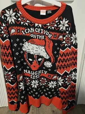 Suéter de Navidad Marvel Deadpool "I Can Get You On The Naughty List" Nuevo con Etiquetas Pequeño Foto 1 de 3