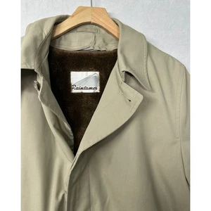 RAINTAMER Mens Tan Trench Coat Warm Lined Overcoat Size 44 Regular - Picture 1 of 5