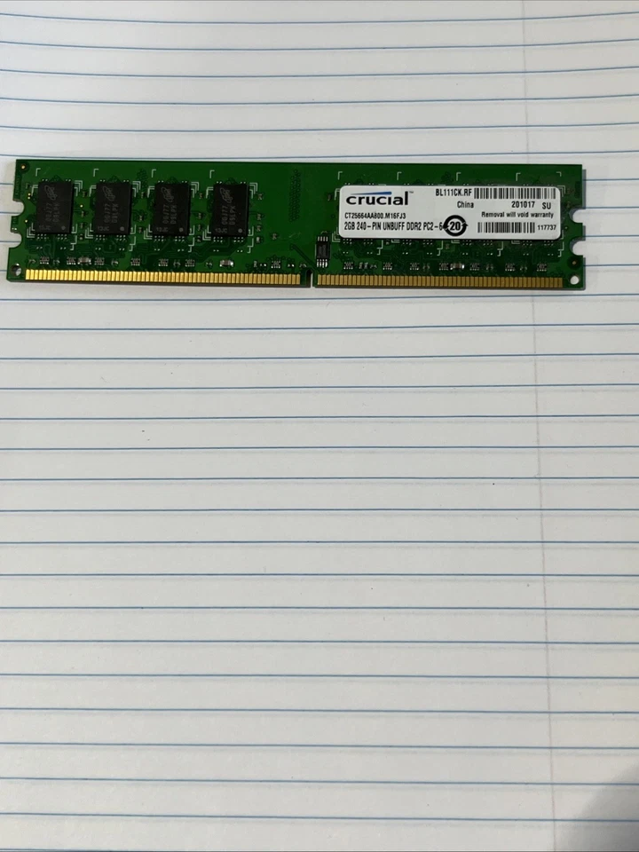 Crucial 2GB DDR2 800MHz PC2-6400 240-Pin Desktop Memory – Tested & Working - Image 1 of 1
