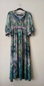 Vestido Ritu Kumar Mujer Mediano Paisley Ikat Boho Maxi Subhadra - Imagen 1 de 14