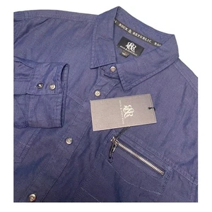 ROCK & REPUBLIC Men's Shirt Long Roll Up Sleeve Button Sz L NWT $60 - Picture 1 of 10