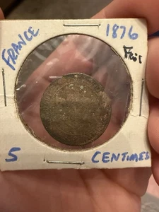 1876 France 5 Centimes - Coin, Fair - Picture 1 of 4