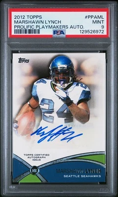 PSA 9 2012 Topps Prolific Playmakers Auto #PPAML Marshawn Lynch Seahawks AUTO - Image 1 of 2