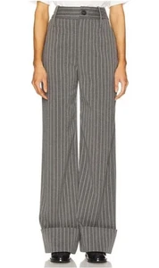 Helsa Pinstripe Cuffed Trousers Pants •XXS• Grey $298 Reformation Frankie Shop - Picture 1 of 16