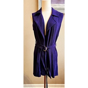 Travelers by Chico's Women Wrap Drape Front Long Belted Vest Size 0 (XS )Purple - Picture 1 of 10