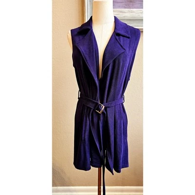 Travelers by Chico's Women Wrap Drape Front Long Belted Vest Size 0 (XS )Purple - Image 1 of 4