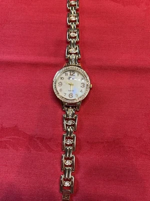 Genoa Women’s Quartz Watch-Gold Tone w/Crystal Accents, 7.5” Strap - Image 1 of 3