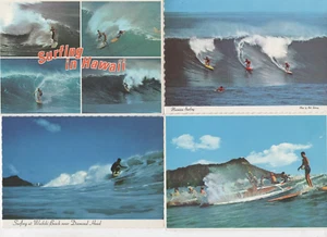 4 SURFING IN HAWAII, Postcards, Lot - Picture 1 of 2