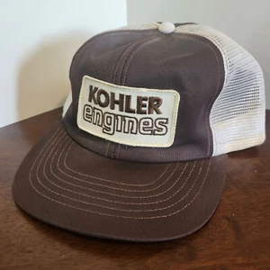 Vintage Swingster Kohler Engines Snapback Trucker Brown White Cap NO FOAM - Picture 1 of 9