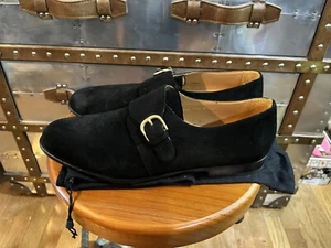 Magnanni Black Suede Leather Single Monk Strap 4956 Loafers Linea Italia US 10.5 - Picture 1 of 10