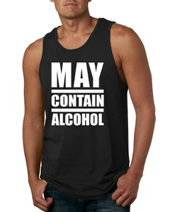 Camiseta sin mangas May Contene Alcohol Divertida para hombres Beber Humor Muscular Fiesta Tanque - Imagen 1 de 7
