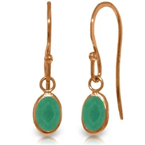 1.00 Carat 14K Rose Gold Fish Hook Natural Emerald Gemstone Earrings Jewelry - Picture 1 of 3