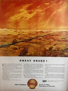 1943 Shell Research "Great Snake" Illustrated WWII Era Print Ad - Bild 1 von 1