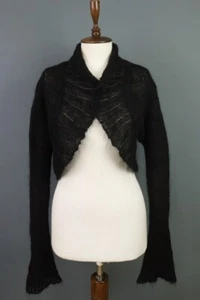 Marimekko Ritva Falla Black Mohair Knit Cropped Cardigan Sweater Size M - Picture 1 of 16