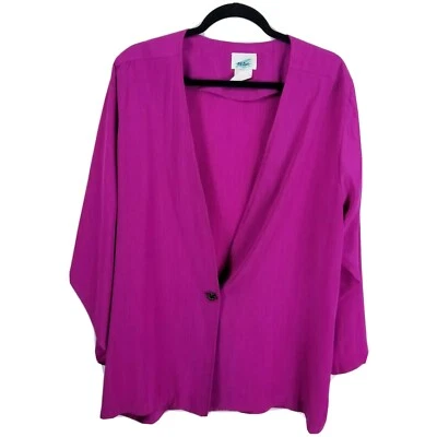 S. G. Sport Vintage Años 80 Boyfriend Chaqueta Grande Fucsia Rosa Manga Larga Botón Foto 1 de 4