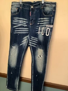 Dsquared2 Herren ICON Distressed Whiskered Paint Spritzer neue Reiterjeans 52 neu mit Etikett - Bild 1 von 9