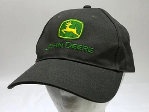 John Deere Adjustable Snapback Baseball Hat Cap Rare Dark Army Green 100% Cotton - Picture 1 of 12