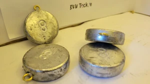 25 of 8 oz Flat round coin River Sinkers - Lead Fishing Weights - Free Shipping - Picture 1 of 1