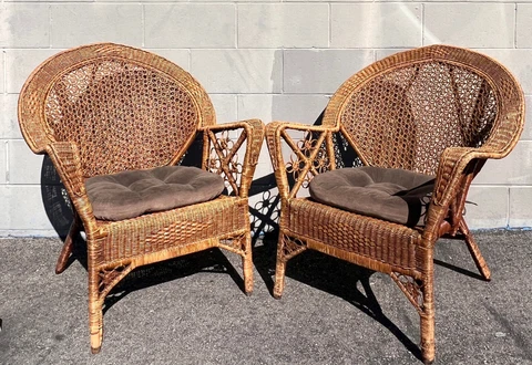 1950's vintage natural rattan wicker chair- mid century modern Cover