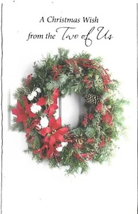 Christmas Greeting Card approx 5.5 X 8" Wreath - FRONT ONLY - Picture 1 of 1