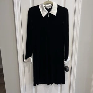 Vintage Ronni Nicole Crushed Black Velvet Wednesday Adams Goth Dress Size 12 - Picture 1 of 8
