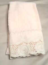 Fieldcrest Lustre Fingertip Towel Peach White Lace All Cotton Lace - MADE IN USA