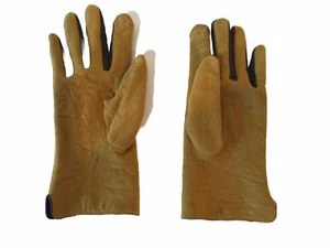 Goldene Damenhandschuhe aus Kunstwildleder mit zusätzlichen Stretch- und Knopfdetails - Bild 1 von 3