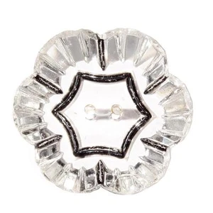 Czech antique Art Nouveau realistic crystal faceted flower glass button 23mm - Picture 1 of 3