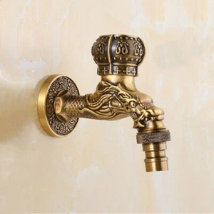 Retro Montaje en Pared Arte Dragón Jardín Lavadora Grifo de Lavandería Agua Fría NUEVO - Imagen 1 de 4