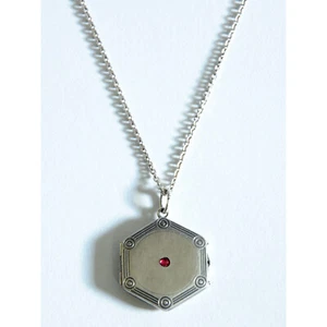Antikes Schmuckstück - Kette Anhänger - Foto Amulett Medaillon - Zierstein Rubin - Bild 1 von 5