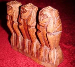 Handgefertigte Holzfigur drei weise Affen Geschenk W 4 Zoll - Bild 1 von 4