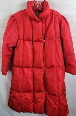 Vintage Bill Blass Goose Down Red Maxi Puffer Coat 1980's Warm Comfort Size 14 - Image 1 of 4