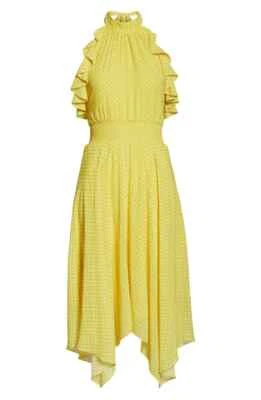 Vestido asimétrico ELIZA J amarillo cuello halter manga volantes pañuelo dobladillo 10 EE. UU. Foto 1 de 4