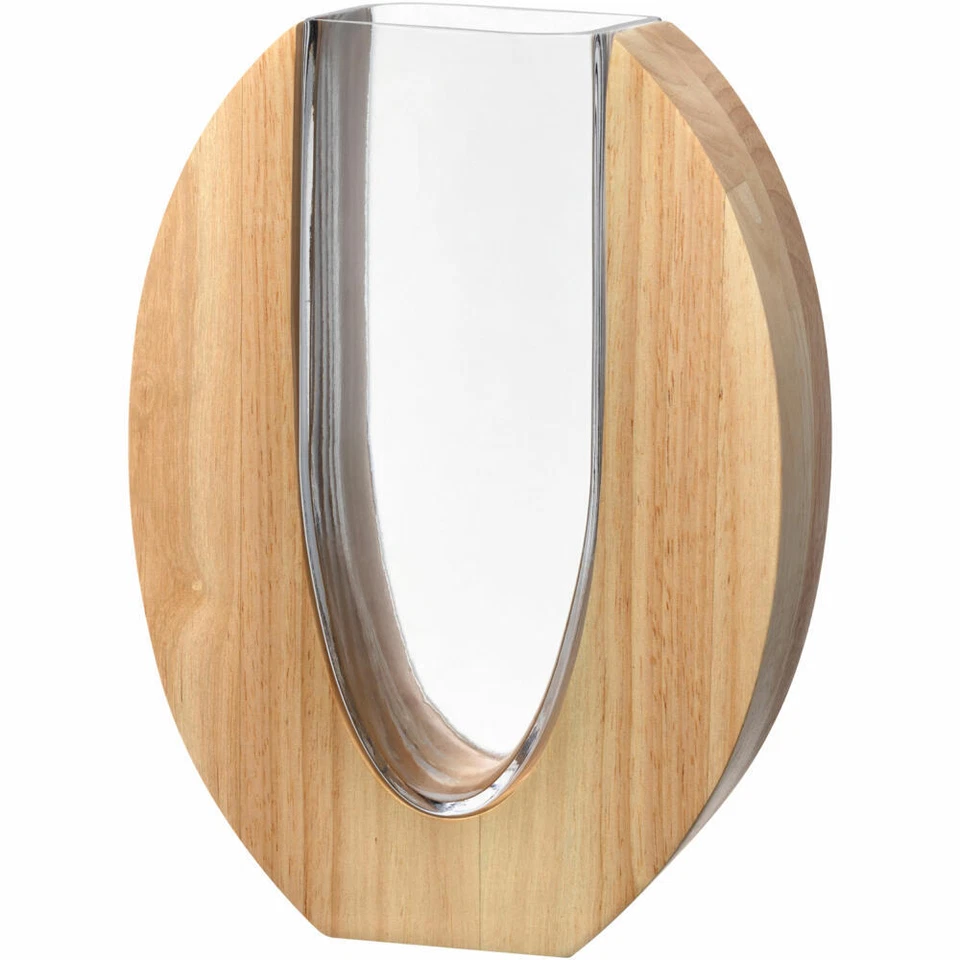 Leonardo Vase Legno Dekovase Blumenvase Tischvase Glas / Holz H 28 cm 025655