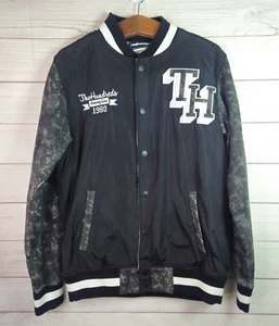 Men's The Hundreds "HUGE" Varsity Style Jacket Black Gray Snap Size XL - Picture 1 of 9