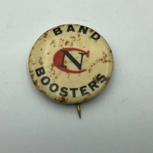 Vtg Antique NC Or CN Band Boosters Badge Buton Pin Pinback Foxing AS IS Q9  - Picture 1 of 12