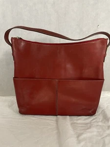 KATE SPADE Vintage Glazed Calfskin Shoulder Bag Leather Wine Burgundy Oxblood - Bild 1 von 15