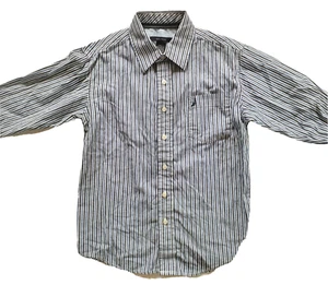 Nautica Jungen Button Down Hemd blau gestreift Langarm Oxford Kontrast Größe 8 - Bild 1 von 12
