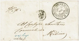 Bolli della Romagna-Prefilatelica-Lettera da Bologna a Medicina 1860 - Imagen 1 de 3