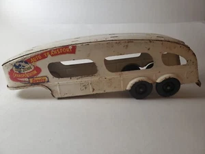 Vtg Marx Deluxe Auto Transport Car Hauler Truck Carrier Pressed Steel Trailer 20 - Picture 1 of 11