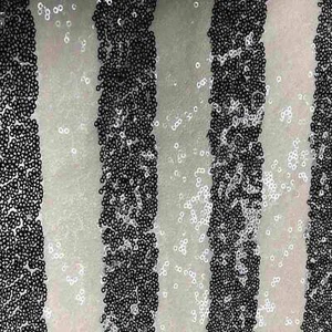FIESTA Striped Sequin Fabric on Mesh Material ,2-Way Stretch, 52 Inch. In Width, - Picture 1 of 23