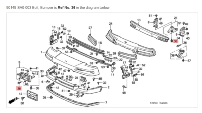 HONDA ACURA GENUINE OEM NSX Bolt, Bumper Front Bumper ☆ 90149-SA0-003 ☆ - Изображение 1 из 4