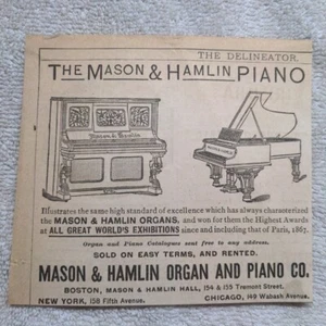 Mason & Hamlin Organ & Piano 1890 Victorian Print Ad New York Chicago - Picture 1 of 2
